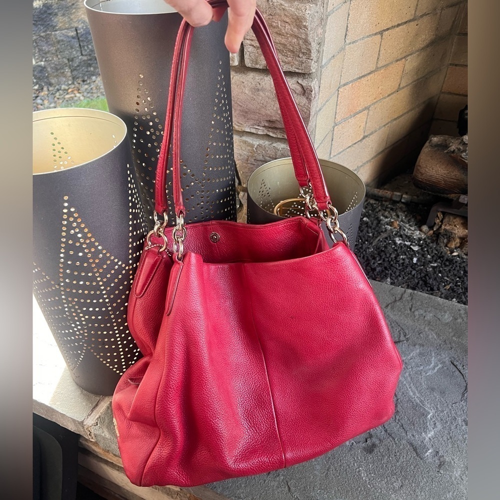 Elegant Red Leather Coach Bag Madison Phoebe - Picture 3 of 8